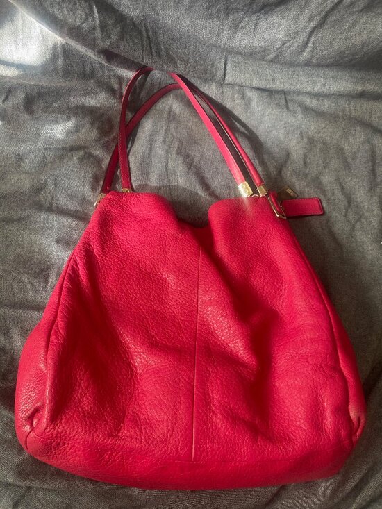 Coach Handbags - Coach Pink Pebbled Leather Shoulder Tote Handbag